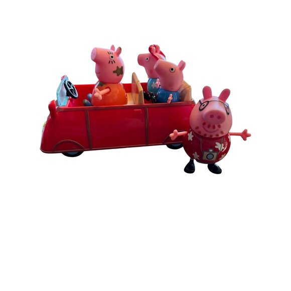 Jazwares Lot of 4 Figures and Peppa Pig Deluxe Family 6 inches Red Car - Picture 2 of 10